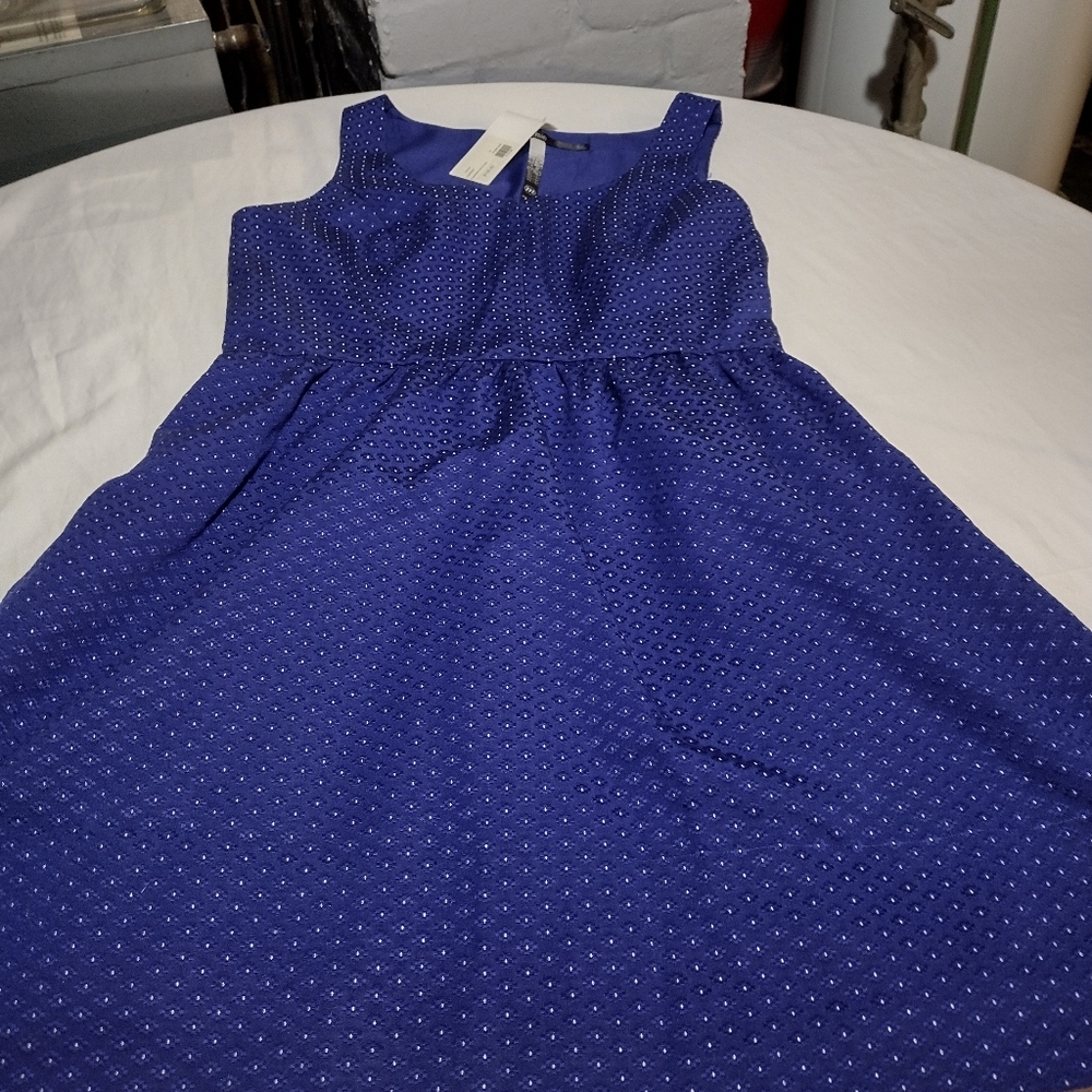 Kensie Cobalt Blue and White Sweetheart Neck Line Midi Dress - Picture 12 of 16